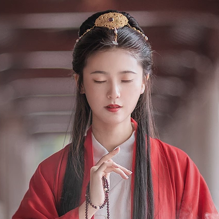 優(yōu)雅紅衣女生頭像，唯美古風(fēng)真人頭像