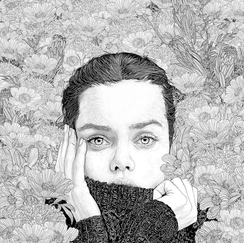 美人與花插畫：用線條淋漓盡致展現(xiàn)女性魅力！