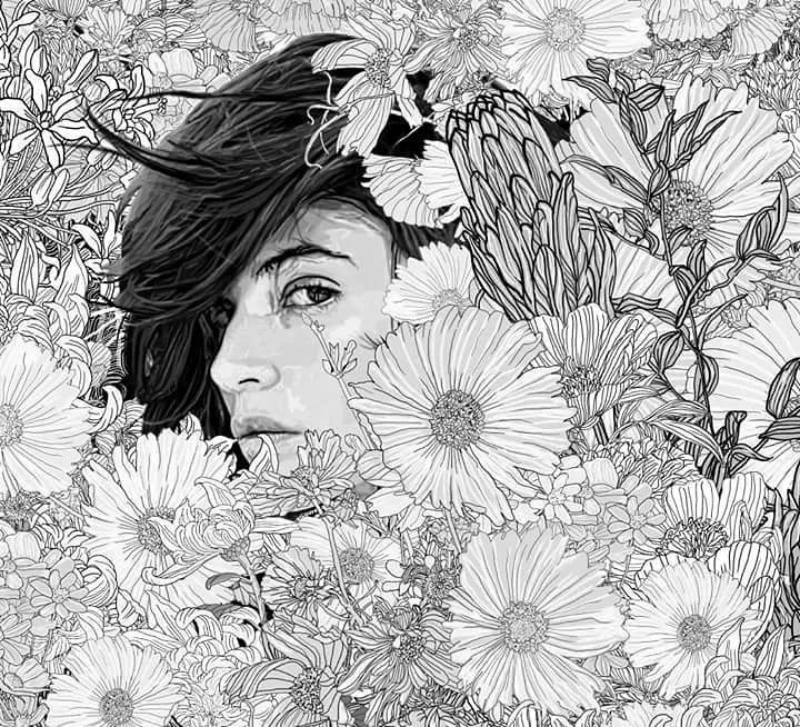 美人與花插畫：用線條淋漓盡致展現(xiàn)女性魅力！