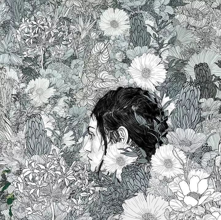 美人與花插畫：用線條淋漓盡致展現(xiàn)女性魅力！