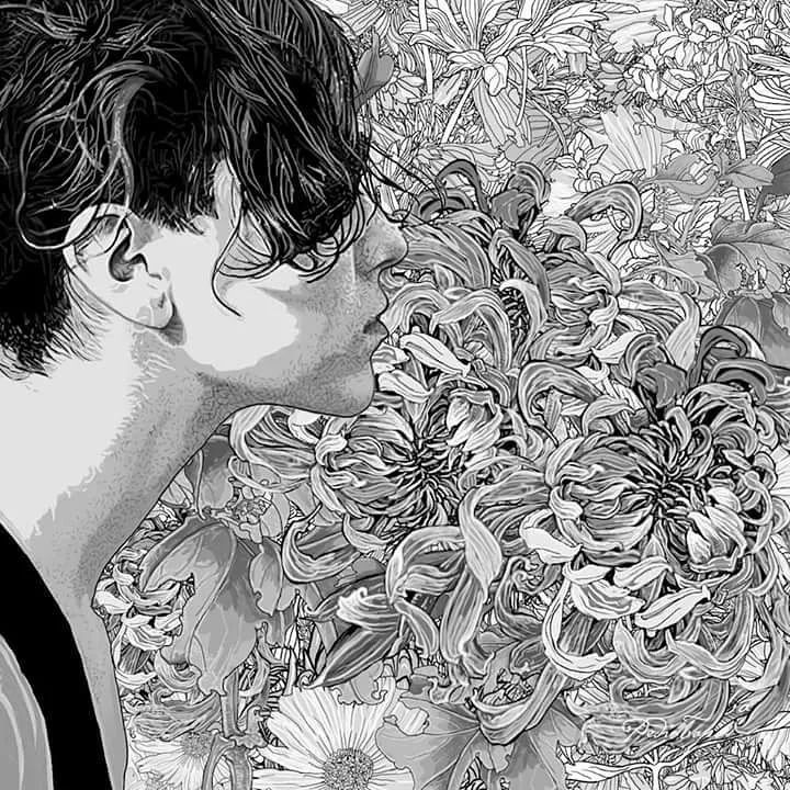 美人與花插畫：用線條淋漓盡致展現(xiàn)女性魅力！