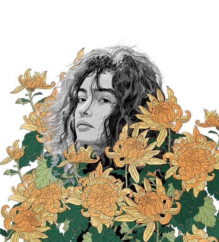 美人與花插畫：用線條淋漓盡致展現(xiàn)女性魅力！