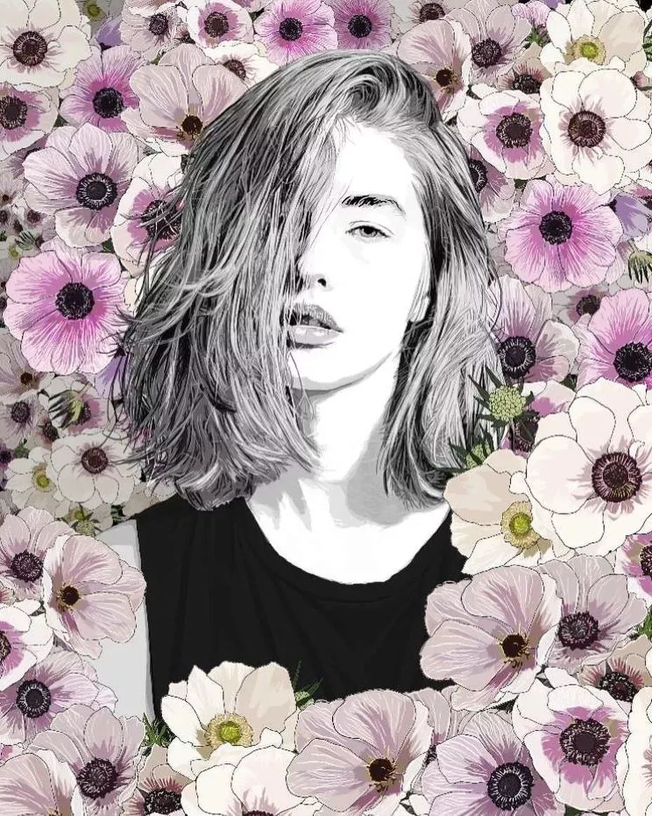 美人與花插畫：用線條淋漓盡致展現(xiàn)女性魅力！