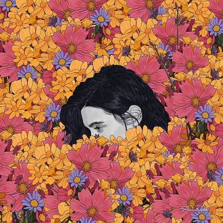 美人與花插畫：用線條淋漓盡致展現(xiàn)女性魅力！