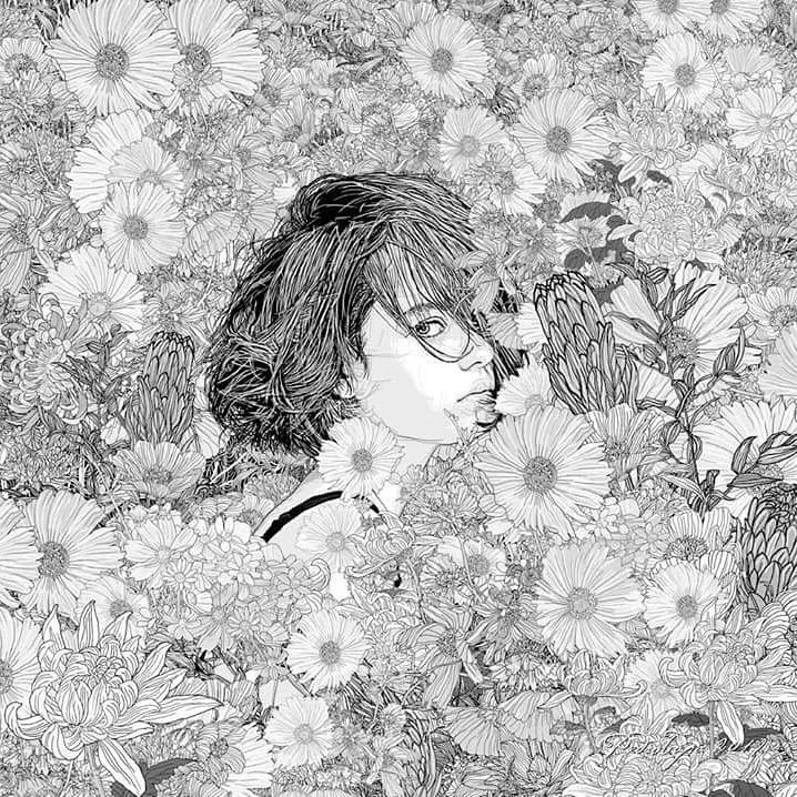 美人與花插畫(huà)：用線(xiàn)條淋漓盡致展現(xiàn)女性魅力！