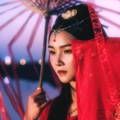 紅衣裳女生頭像，唯美古風真人頭像