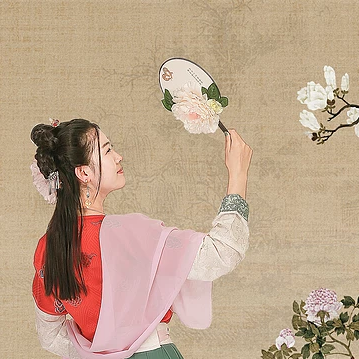 古典牡丹帶傘團扇女生頭像，唯美古風(fēng)真人頭像