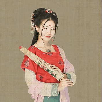 古典牡丹帶傘團扇女生頭像，唯美古風(fēng)真人頭像