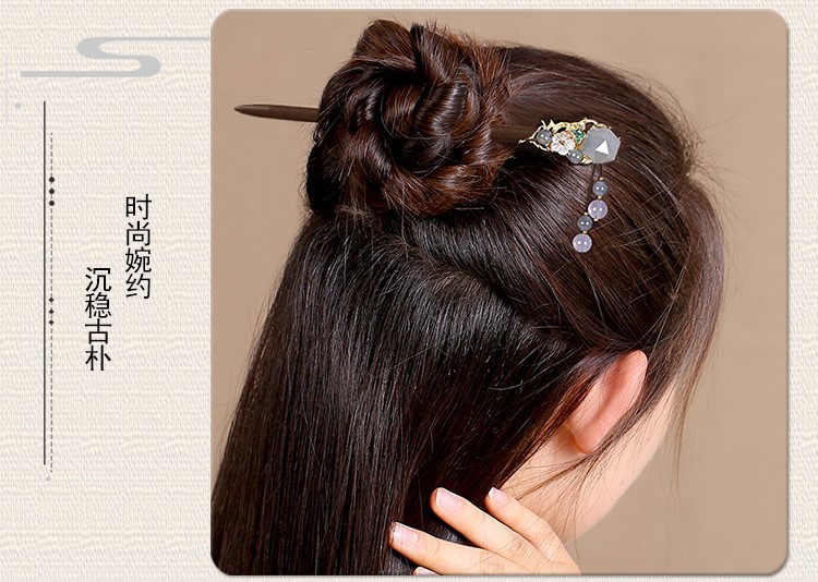 水晶復(fù)古風(fēng)發(fā)簪，古代步搖發(fā)簪頭飾