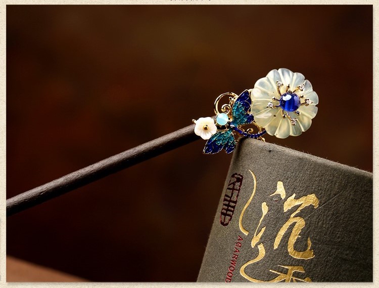 古風(fēng)花朵發(fā)簪發(fā)飾，未聞花名中式簪子頭飾