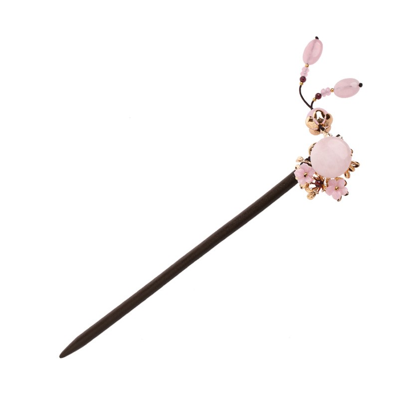 櫻戀粉雪發(fā)簪，氣質(zhì)小清新粉水晶簪子頭飾