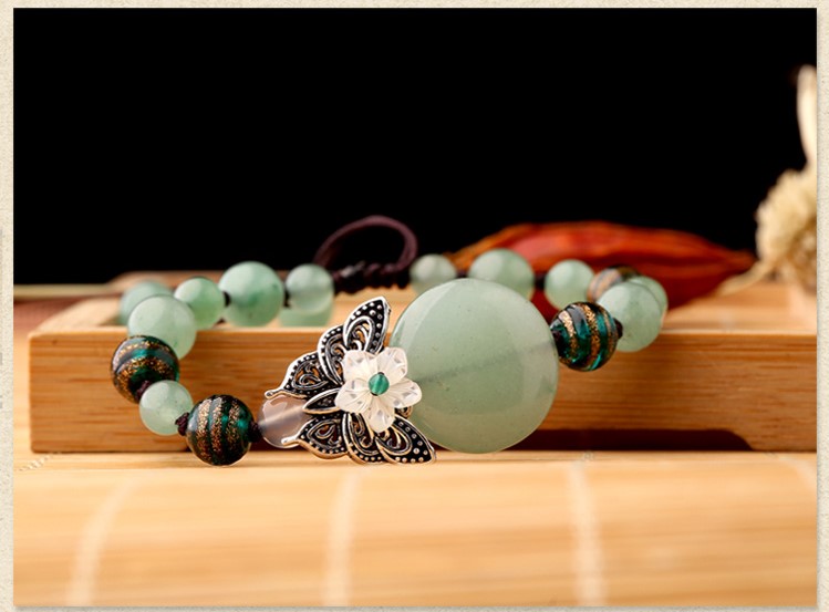 綠色森系手鏈，簡約個性蝴蝶手串飾品