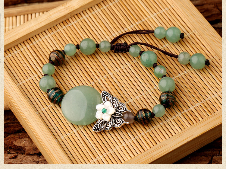 綠色森系手鏈，簡約個性蝴蝶手串飾品