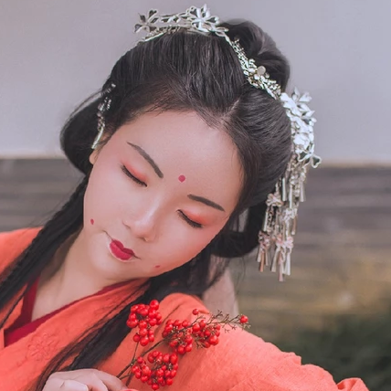 紅豆相思紅衣女生頭像，唯美古風(fēng)真人頭像