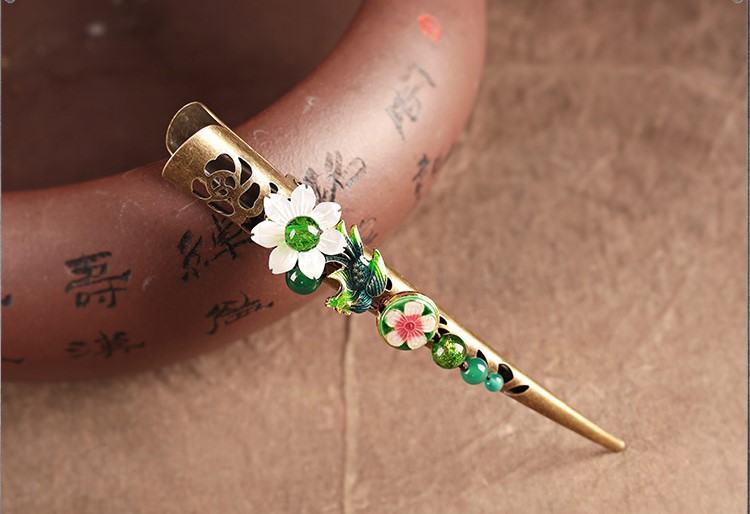 春意盎然發(fā)夾，古典盤發(fā)大發(fā)夾頭飾