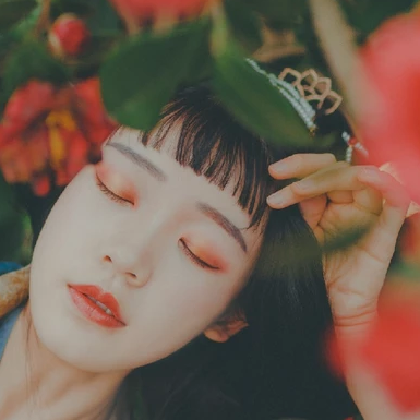 山茶花開女生頭像，唯美古風(fēng)真人頭像