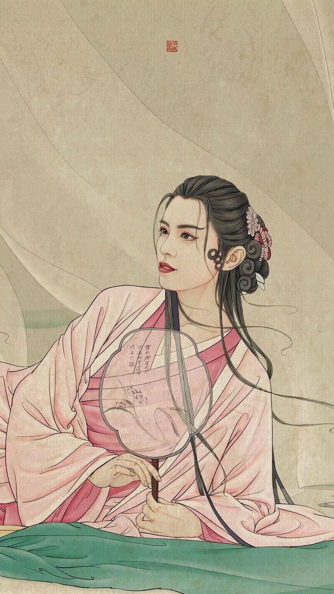 驚艷手繪插畫：古風線條畫出女子極致的美