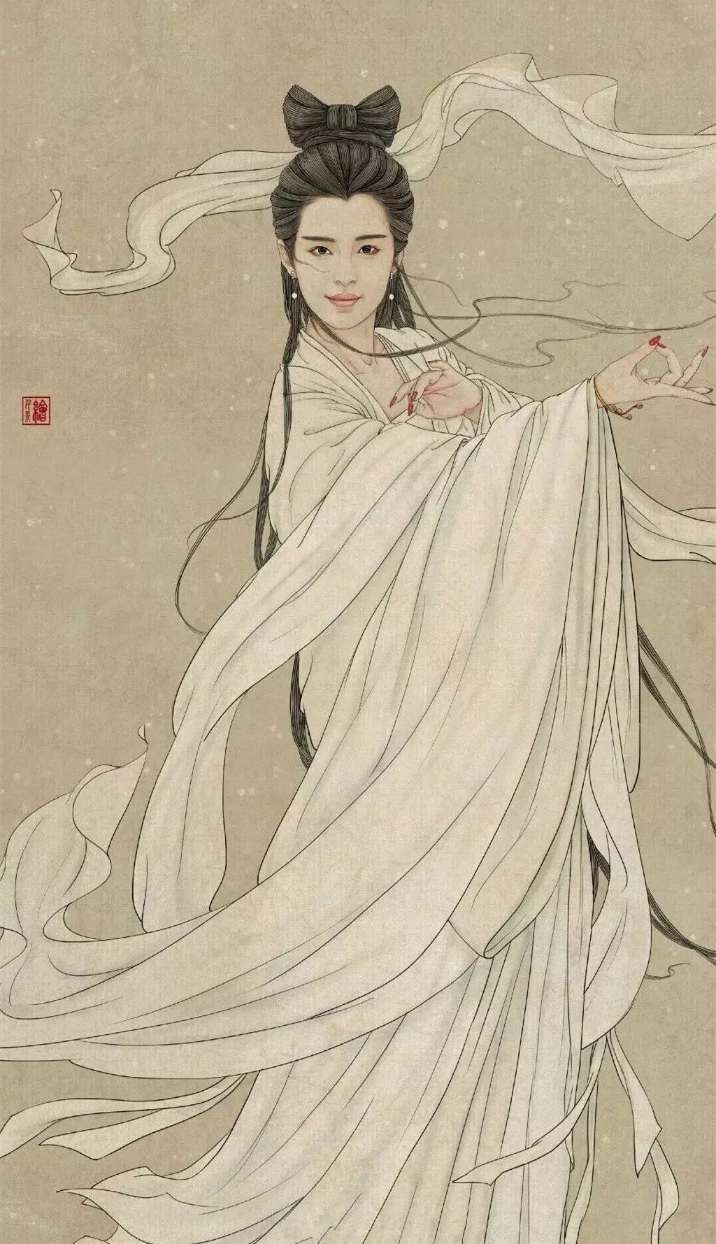 驚艷手繪插畫：古風線條畫出女子極致的美