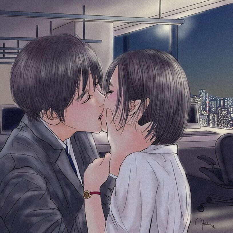 一組情侶情趣插畫，充滿誘惑的手繪插畫