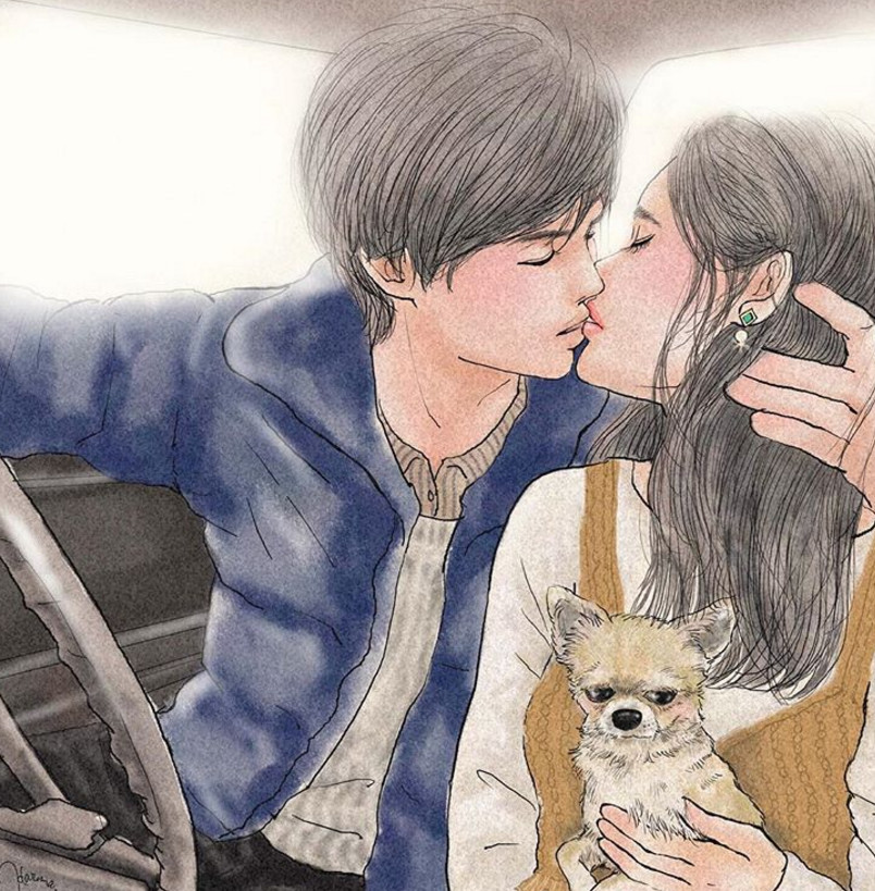 一組情侶情趣插畫，充滿誘惑的手繪插畫