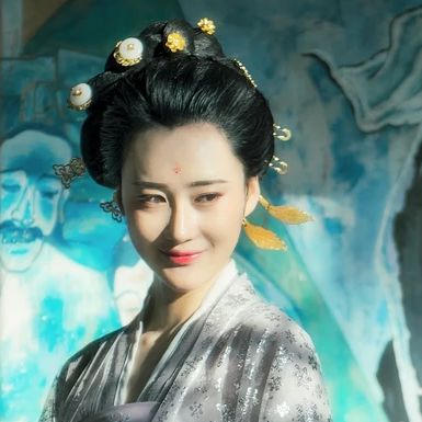 優(yōu)雅賞春帶團(tuán)扇女生頭像，唯美古風(fēng)真人頭像