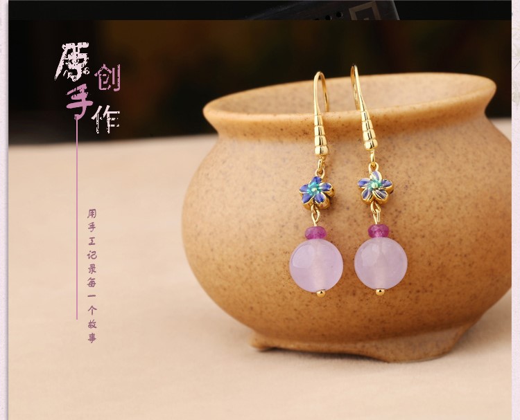 復(fù)古紫色超仙耳環(huán)，氣質(zhì)古風(fēng)小巧耳飾首飾