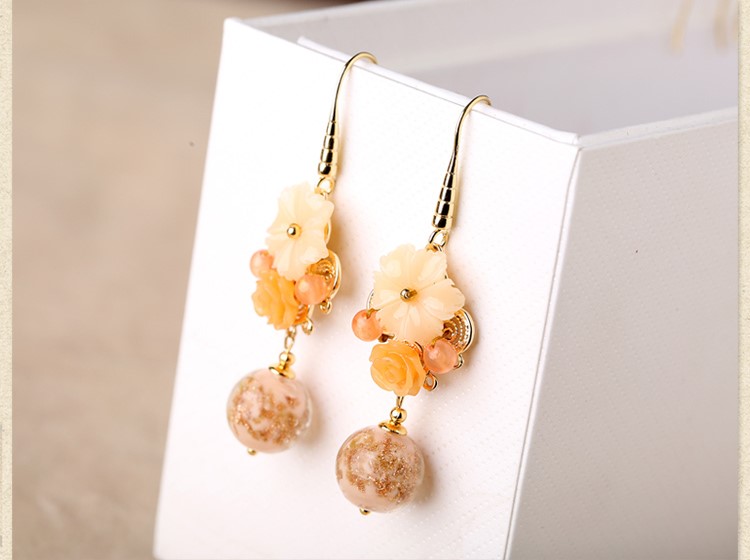 清新淡黃琉璃耳環(huán)，氣質(zhì)古典超仙首飾