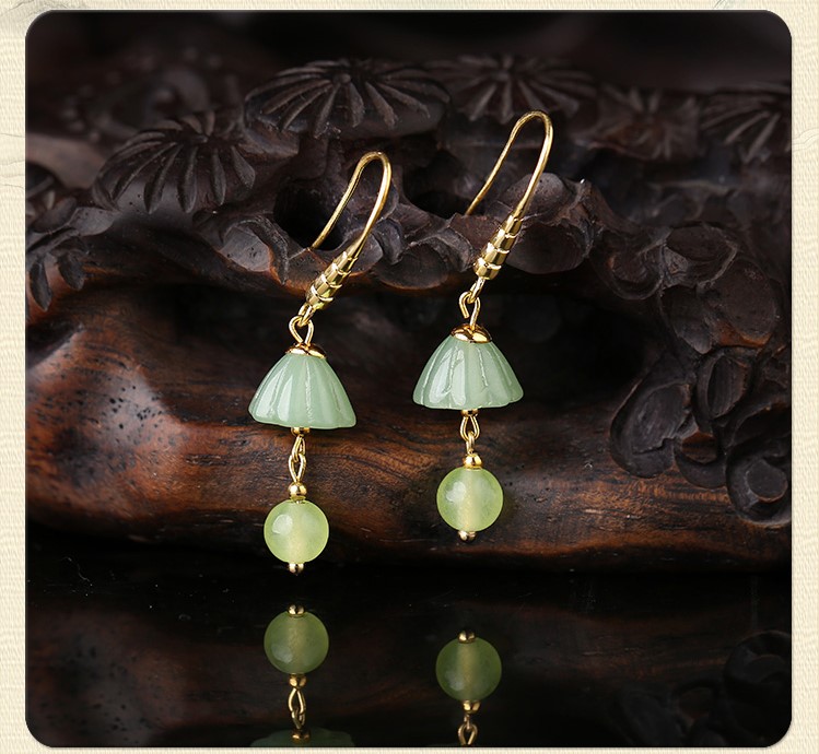 古風(fēng)淡雅蓮蓬耳環(huán)，氣文藝復(fù)古味道首飾