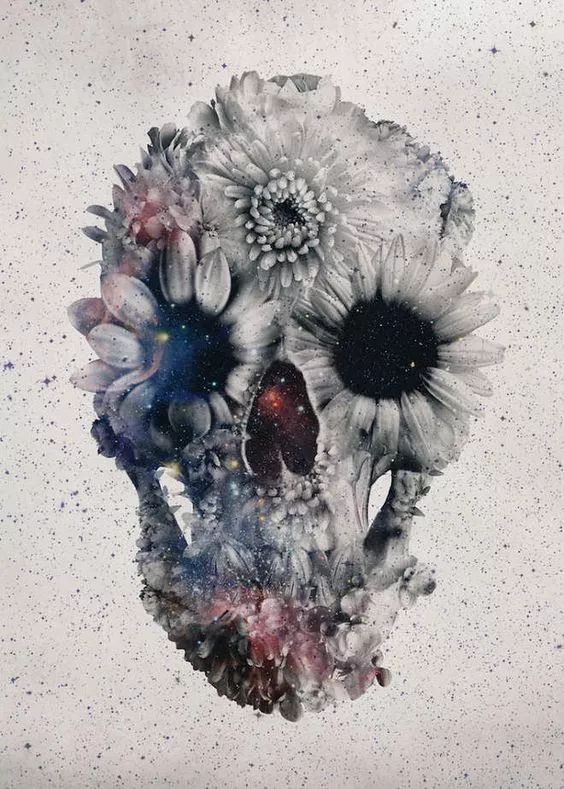 一組手繪骷髏頭插畫，猶如帶刺的玫瑰！