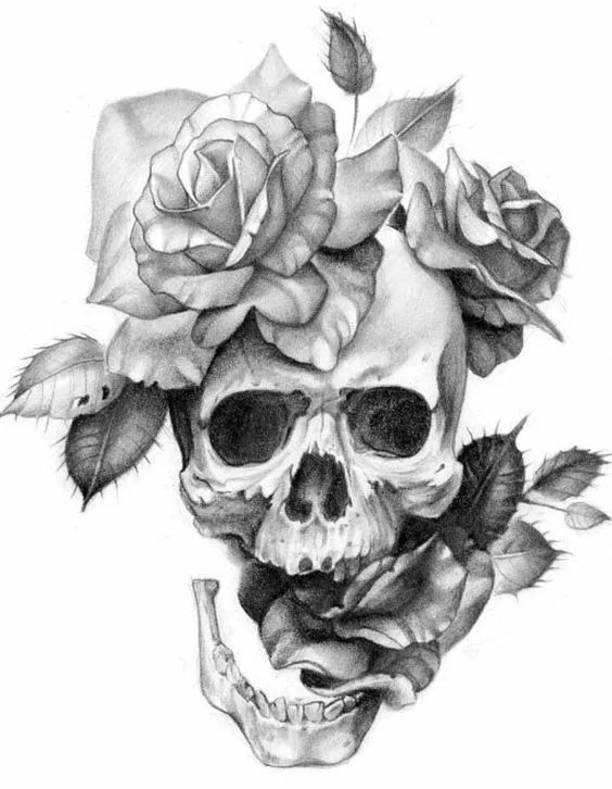 一組手繪骷髏頭插畫，猶如帶刺的玫瑰！