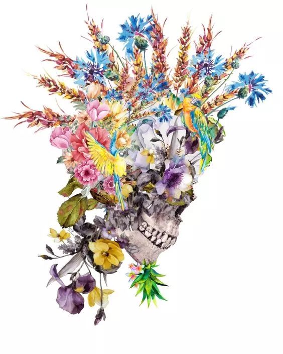 一組手繪骷髏頭插畫，猶如帶刺的玫瑰！