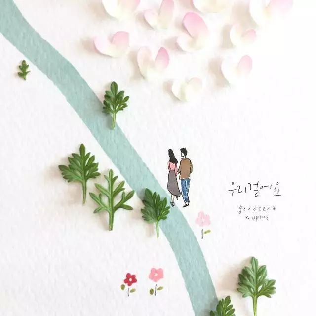 一組創(chuàng)意花瓣插畫，小清新唯美手繪插畫