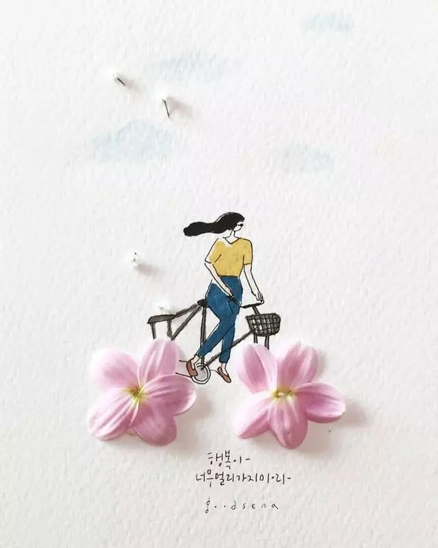 一組創(chuàng)意花瓣插畫，小清新唯美手繪插畫