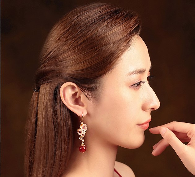 貝殼花朵琉璃吊墜耳環(huán)，古風(fēng)氣質(zhì)嬌雅清新首飾
