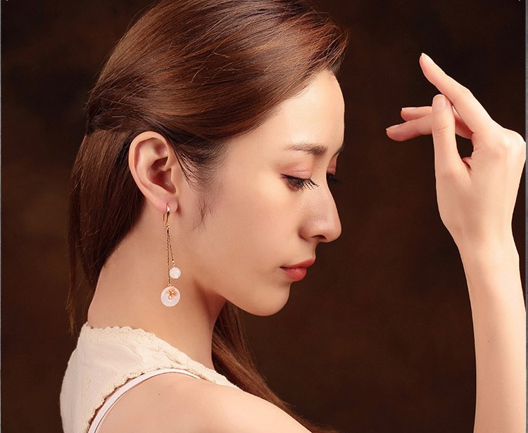 優(yōu)雅個性瑪瑙平安扣耳墜耳環(huán)，古風(fēng)長款耳環(huán)