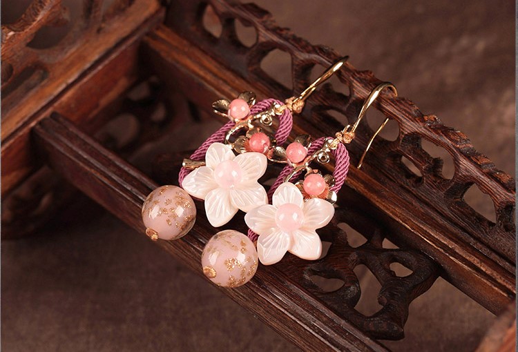 琉璃貝殼耳墜耳環(huán)，古風(fēng)嬌美耳環(huán)