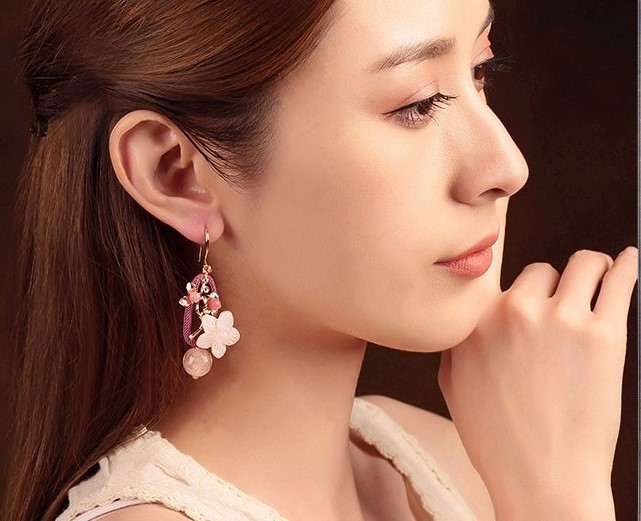 琉璃貝殼耳墜耳環(huán)，古風(fēng)嬌美耳環(huán)