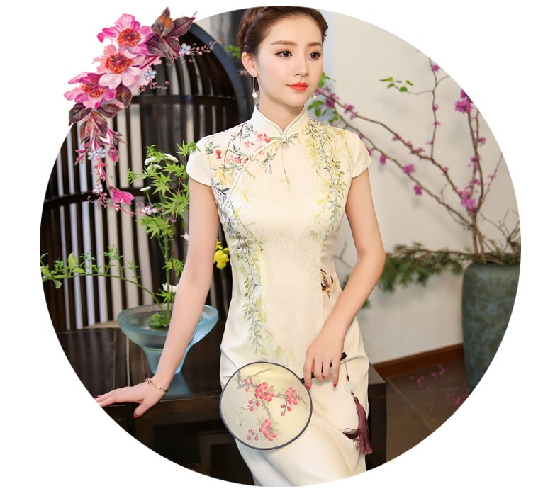 綠盈柳絲繡花旗袍，清新唯美旗袍裙