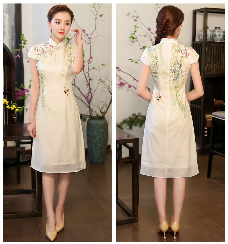 綠盈柳絲繡花旗袍，清新唯美旗袍裙