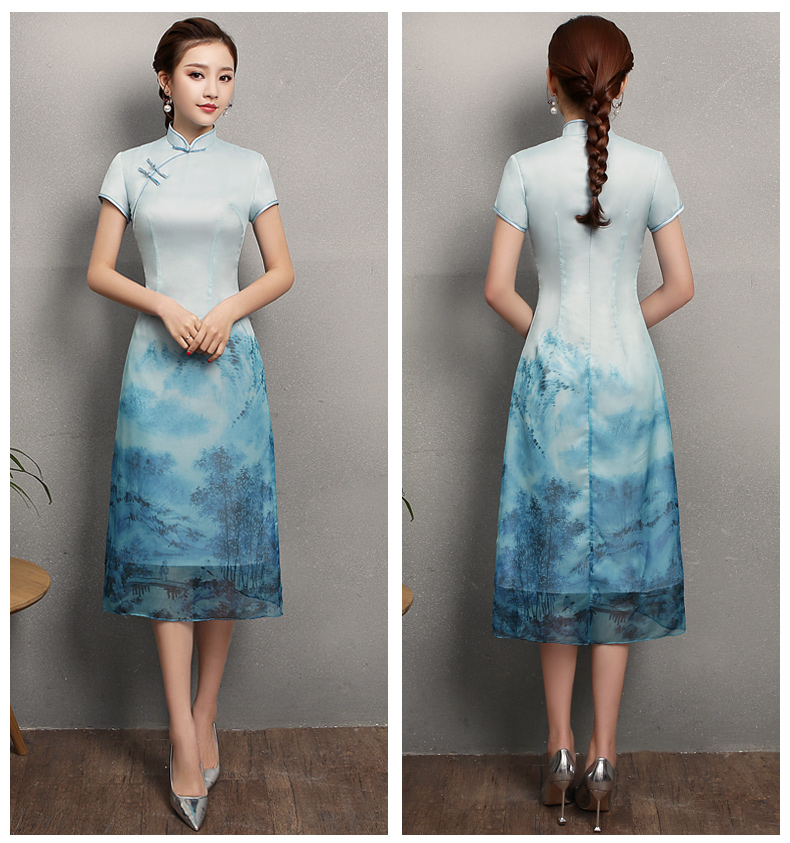 藍(lán)墨匠心啟航閱讀旗袍，時(shí)尚中式旗袍裙
