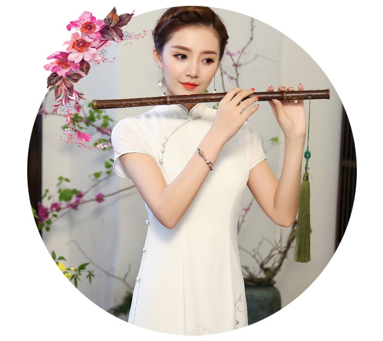 白玉嬌旗袍，復(fù)古素雅旗袍裙