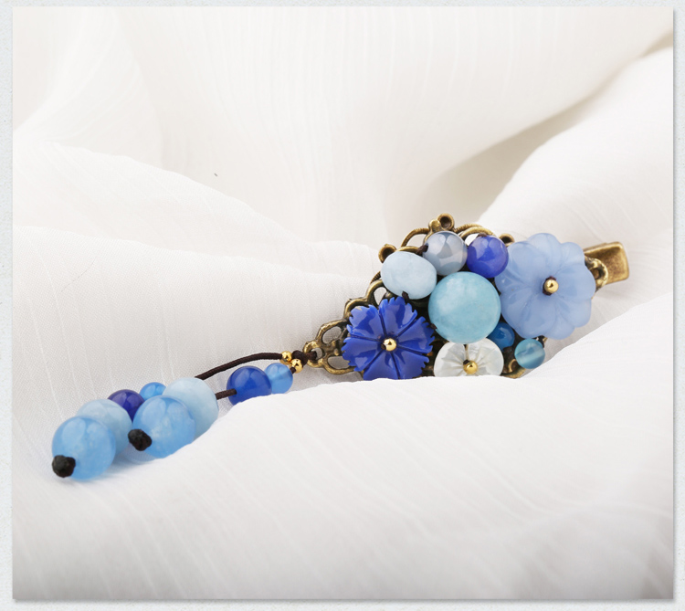 古風(fēng)藍(lán)色發(fā)夾，唯美優(yōu)雅頭飾