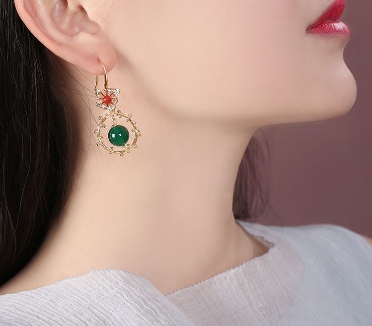 超仙不對(duì)稱(chēng)吊墜耳環(huán)，復(fù)古瑪瑙耳墜耳環(huán)