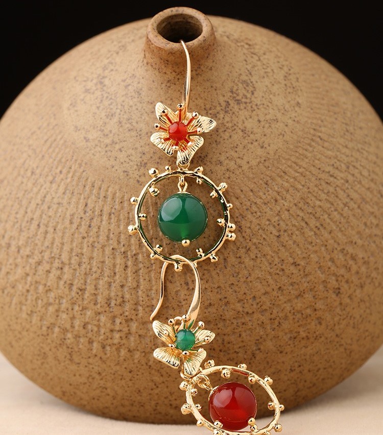 超仙不對(duì)稱(chēng)吊墜耳環(huán)，復(fù)古瑪瑙耳墜耳環(huán)