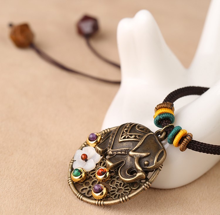 泰國象鎖骨鏈，復古森女項鏈首飾