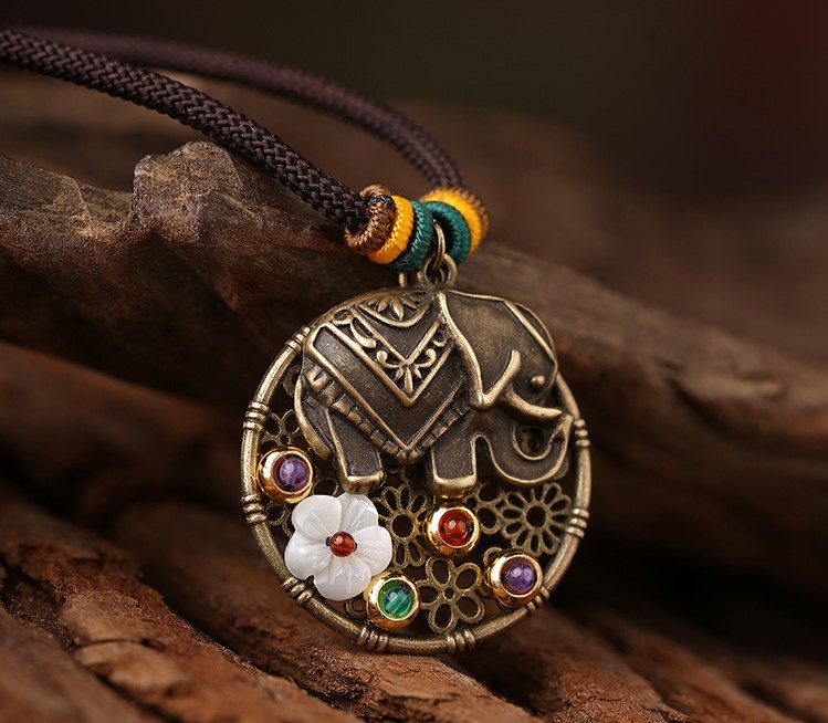 泰國象鎖骨鏈，復古森女項鏈首飾