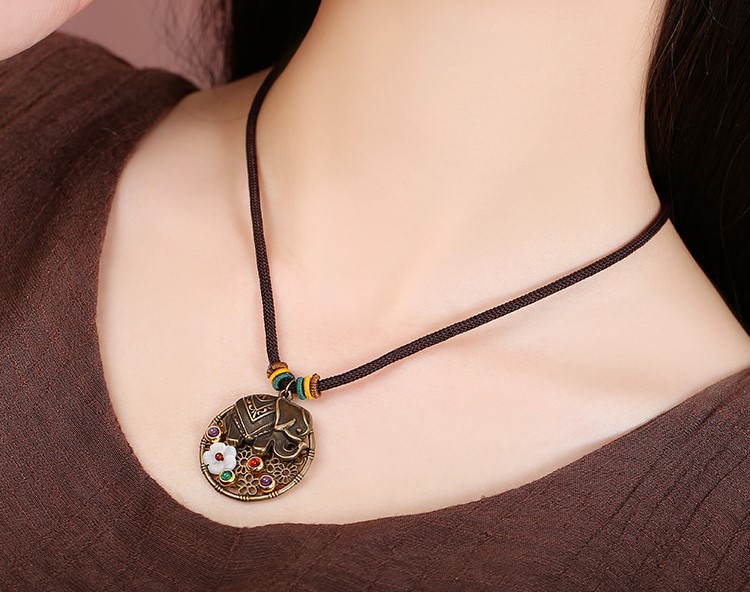 泰國象鎖骨鏈，復古森女項鏈首飾