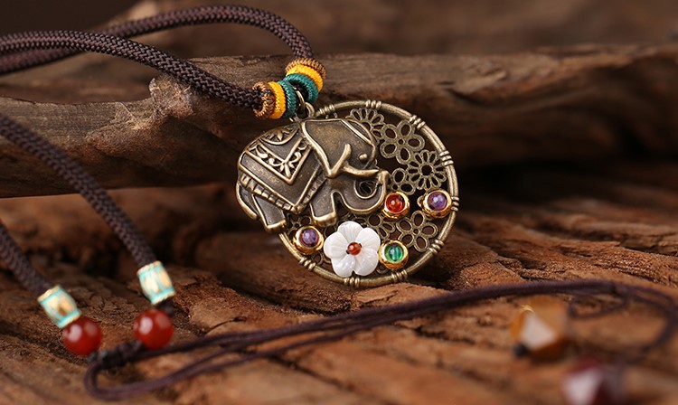 泰國象鎖骨鏈，復古森女項鏈首飾