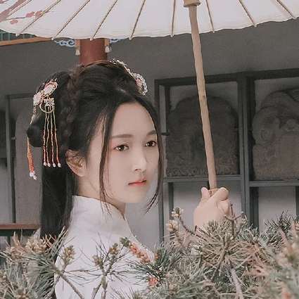 甜美可愛帶傘團(tuán)扇女生頭像，唯美古風(fēng)真人頭像