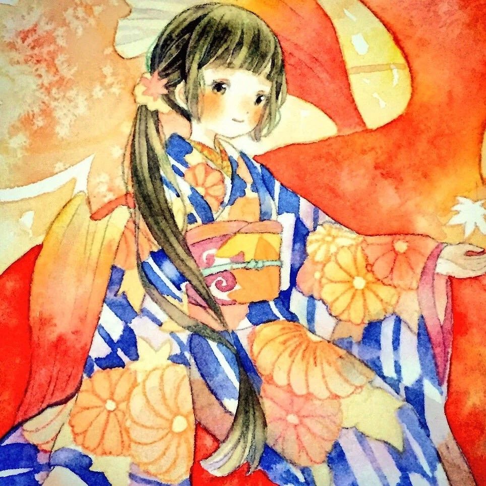 一組少女風(fēng)的日系水彩插畫(huà)：清新唯美萌妹紙